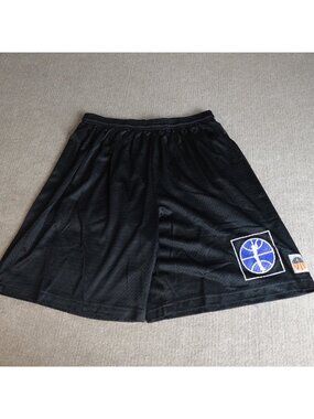 Vintage The Rock Shorts Large Black Perforated Satin